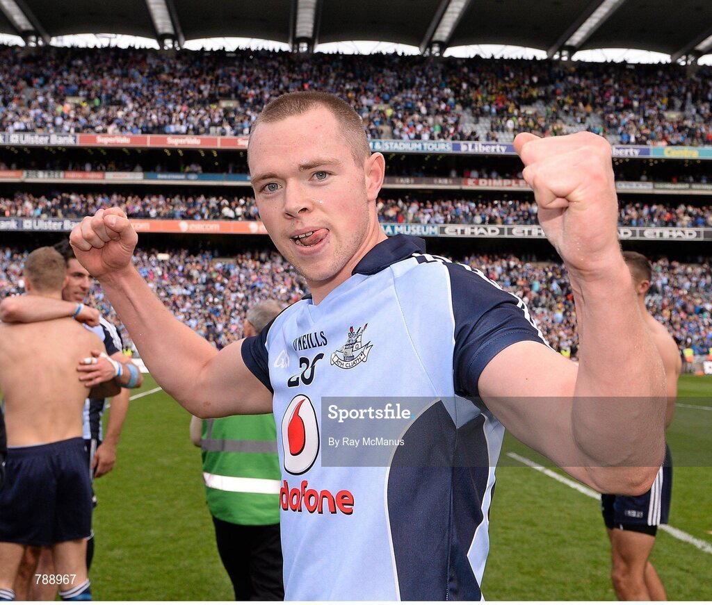 1 September 2013; Dublin's Dean Rock celebrates after the game. GAA Football All-Ireland Senior Championship, Semi-Final, Dublin v Kerry, Croke Park, Dublin. Picture credit: Ray McManus / SPORTSFILE