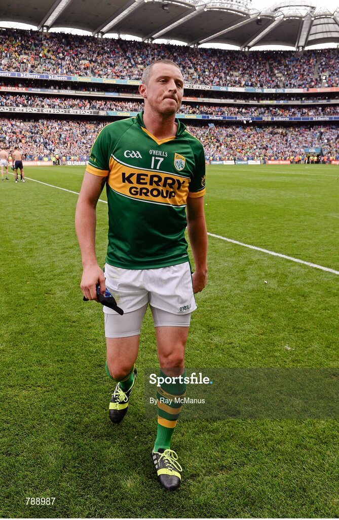 1 September 2013; Kerry substitute Kieran Donaghy leaves the field after the game. GAA Football All-Ireland Senior Championship, Semi-Final, Dublin v Kerry, Croke Park, Dublin. Picture credit: Ray McManus / SPORTSFILE