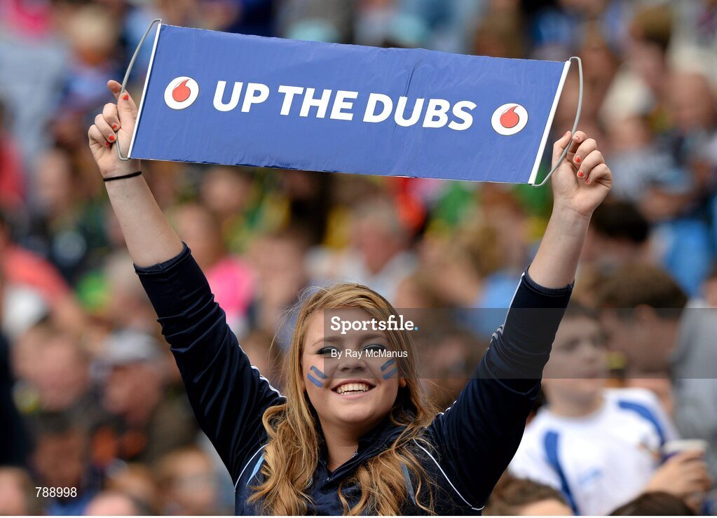 1 September 2013; Dublin supporter Sophia Martin, from Blanchardstown, before the game. GAA Football All-Ireland Senior Championship, Semi-Final, Dublin v Kerry, Croke Park, Dublin. Picture credit: Ray McManus / SPORTSFILE