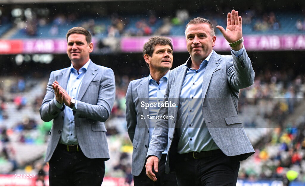 30 July 2023; Tommy Joyce of the 1998 All-Ireland winning Galway jubilee team who were honoured before the GAA Football All-Ireland Senior Championship final match between Dublin and Kerry at Croke Park in Dublin. Photo by Ramsey Cardy/Sportsfile