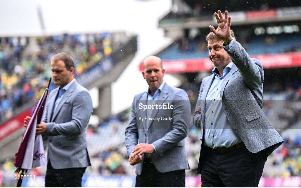 30 July 2023; Damien Mitchell of the 1998 All-Ireland winning Galway jubilee team who were honoured before the GAA Football All-Ireland Senior Championship final match between Dublin and Kerry at Croke Park in Dublin. Photo by Ramsey Cardy/Sportsfile