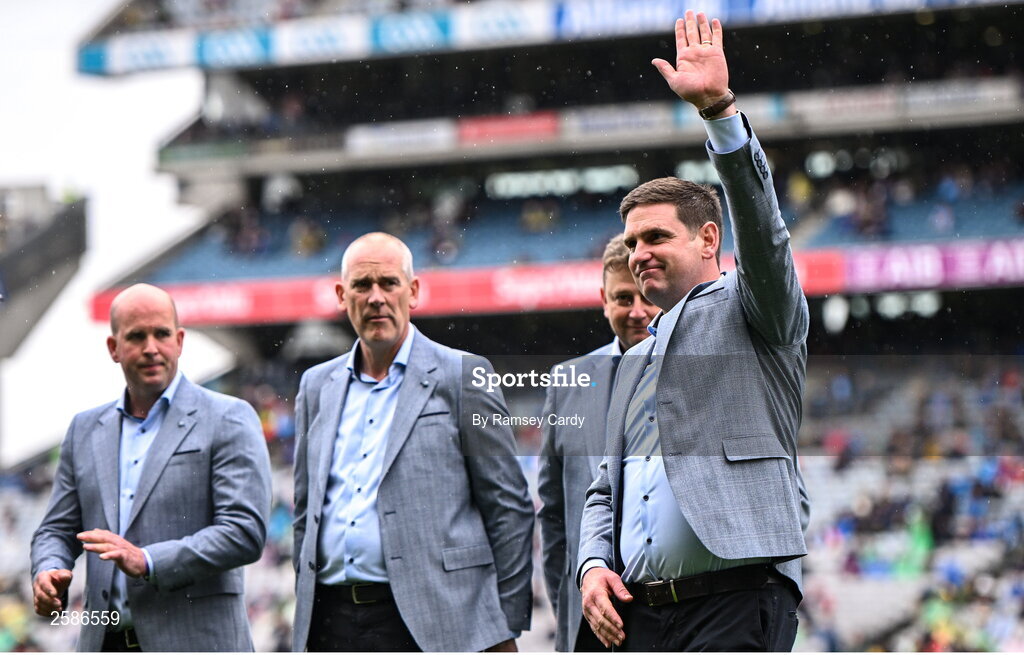 30 July 2023; Paul Clancy of the 1998 All-Ireland winning Galway jubilee team who were honoured before the GAA Football All-Ireland Senior Championship final match between Dublin and Kerry at Croke Park in Dublin. Photo by Ramsey Cardy/Sportsfile