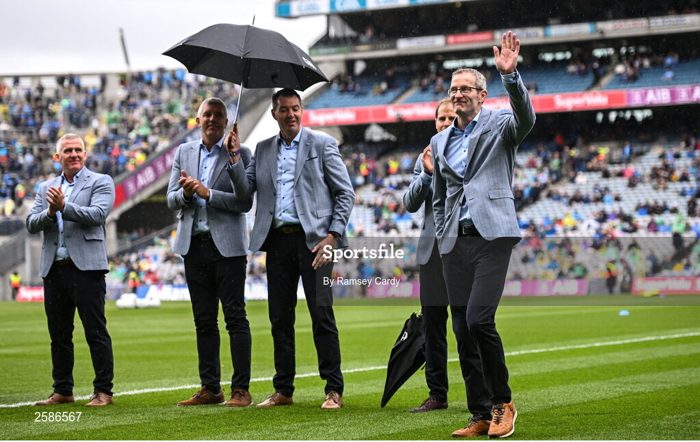30 July 2023; Jarlath Fallon of the 1998 All-Ireland winning Galway jubilee team who were honoured before the GAA Football All-Ireland Senior Championship final match between Dublin and Kerry at Croke Park in Dublin. Photo by Ramsey Cardy/Sportsfile