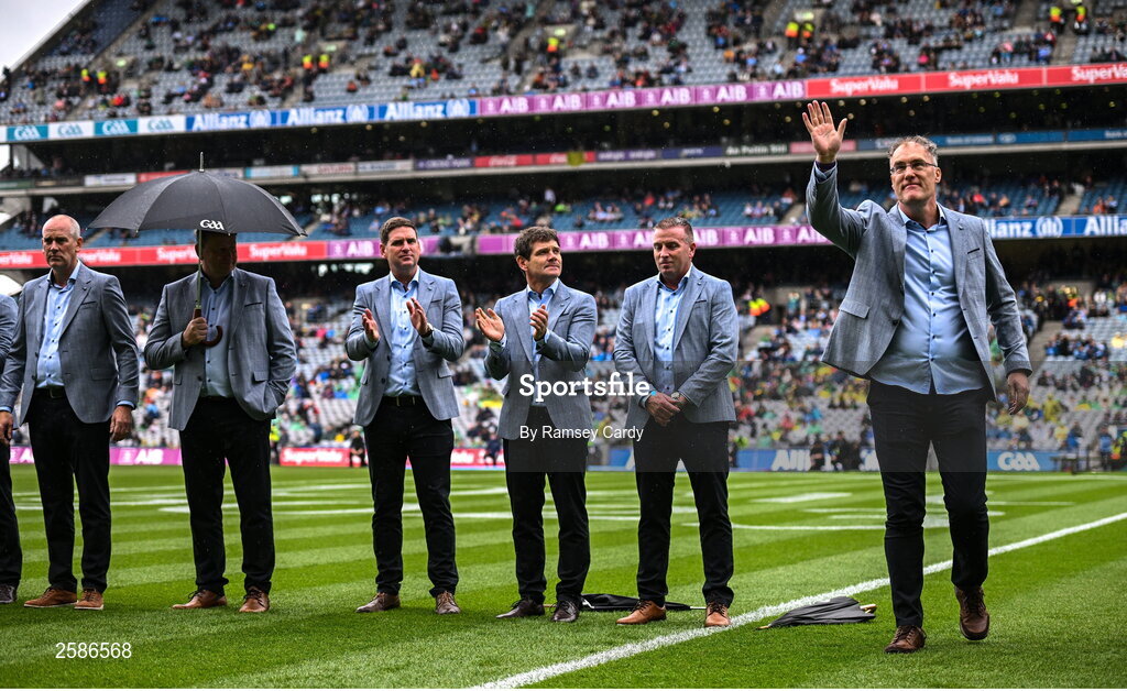 30 July 2023; Fergal Gavin of the 1998 All-Ireland winning Galway jubilee team who were honoured before the GAA Football All-Ireland Senior Championship final match between Dublin and Kerry at Croke Park in Dublin. Photo by Ramsey Cardy/Sportsfile
