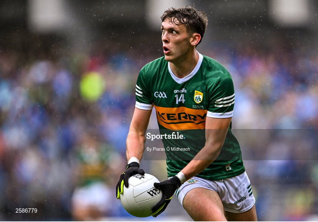30 July 2023; David Clifford of Kerry during the GAA Football All-Ireland Senior Championship final match between Dublin and Kerry at Croke Park in Dublin. Photo by Piaras Ó Mídheach/Sportsfile