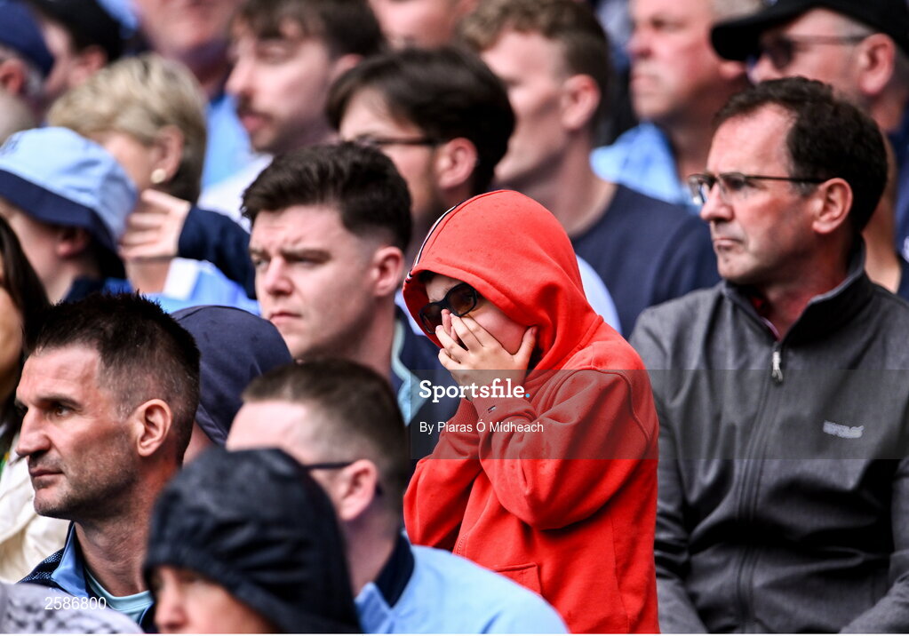 30 July 2023; Spectators during the GAA Football All-Ireland Senior Championship final match between Dublin and Kerry at Croke Park in Dublin. Photo by Piaras Ó Mídheach/Sportsfile