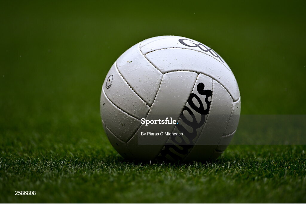 30 July 2023; A match ball during the GAA Football All-Ireland Senior Championship final match between Dublin and Kerry at Croke Park in Dublin. Photo by Piaras Ó Mídheach/Sportsfile