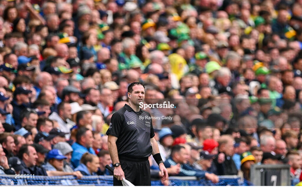 30 July 2023; Stand By Referee Martin McNally during the GAA Football All-Ireland Senior Championship final match between Dublin and Kerry at Croke Park in Dublin. Photo by Ramsey Cardy/Sportsfile