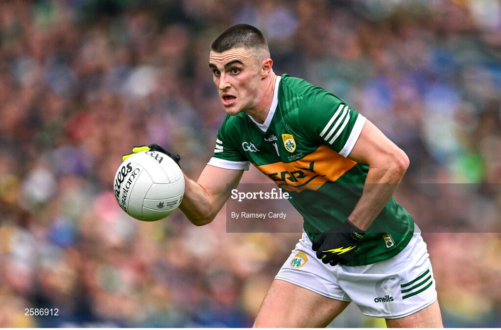 30 July 2023; Sean O'Shea of Kerry during the GAA Football All-Ireland Senior Championship final match between Dublin and Kerry at Croke Park in Dublin. Photo by Ramsey Cardy/Sportsfile