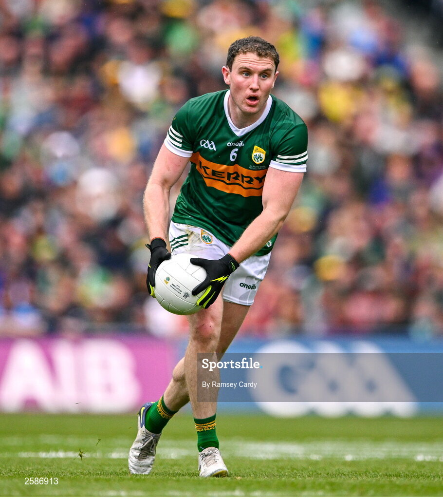 30 July 2023; Tadhg Morley of Kerry during the GAA Football All-Ireland Senior Championship final match between Dublin and Kerry at Croke Park in Dublin. Photo by Ramsey Cardy/Sportsfile