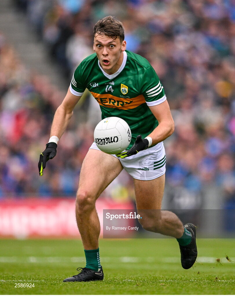 30 July 2023; David Clifford of Kerry during the GAA Football All-Ireland Senior Championship final match between Dublin and Kerry at Croke Park in Dublin. Photo by Ramsey Cardy/Sportsfile