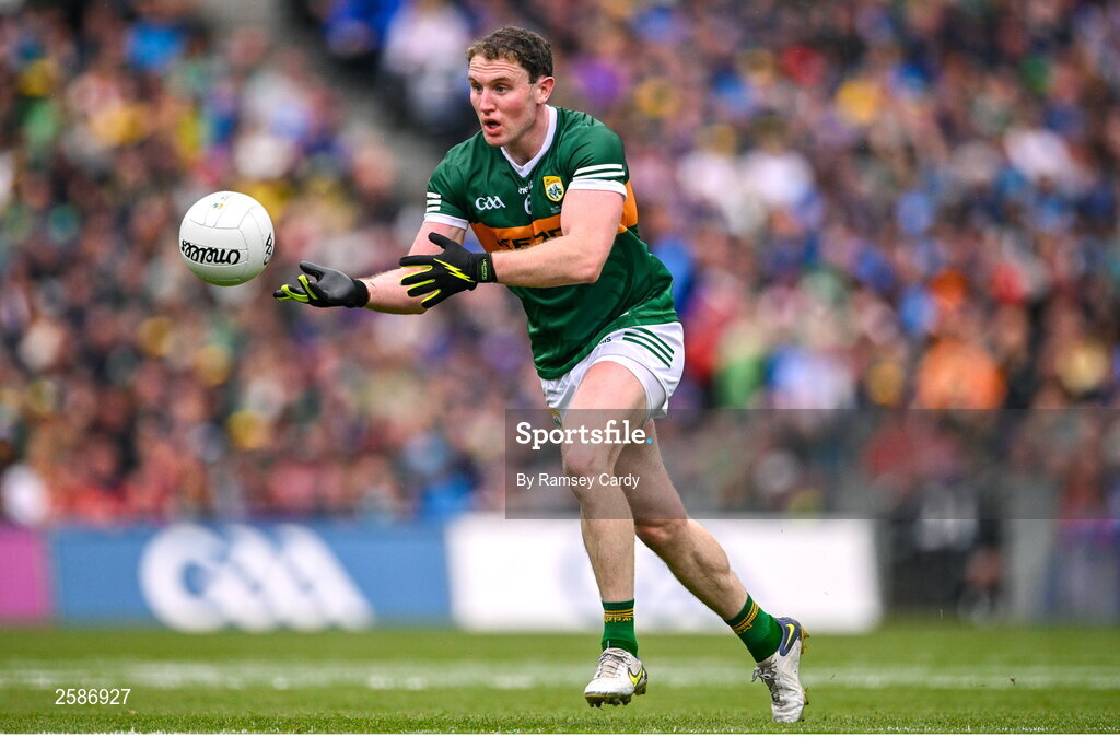 30 July 2023; Tadhg Morley of Kerry during the GAA Football All-Ireland Senior Championship final match between Dublin and Kerry at Croke Park in Dublin. Photo by Ramsey Cardy/Sportsfile