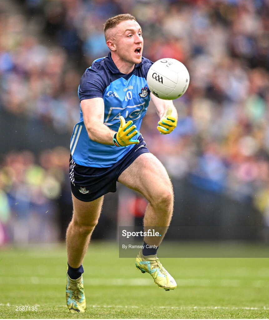 30 July 2023; Paddy Small of Dublin during the GAA Football All-Ireland Senior Championship final match between Dublin and Kerry at Croke Park in Dublin. Photo by Ramsey Cardy/Sportsfile