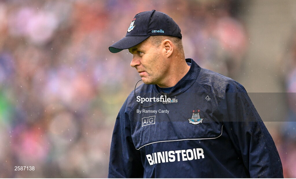 30 July 2023; Dublin manager Dessie Farrell during the GAA Football All-Ireland Senior Championship final match between Dublin and Kerry at Croke Park in Dublin. Photo by Ramsey Cardy/Sportsfile