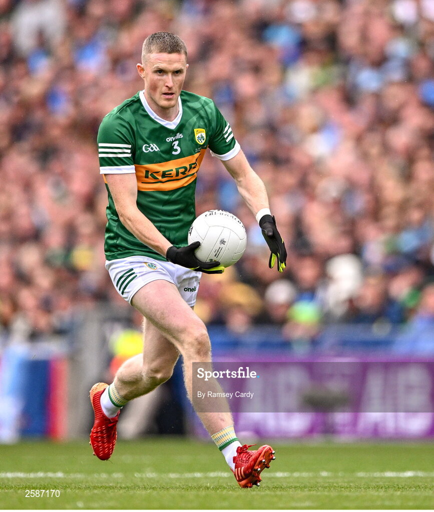 30 July 2023; Jason Foley of Kerry during the GAA Football All-Ireland Senior Championship final match between Dublin and Kerry at Croke Park in Dublin. Photo by Ramsey Cardy/Sportsfile