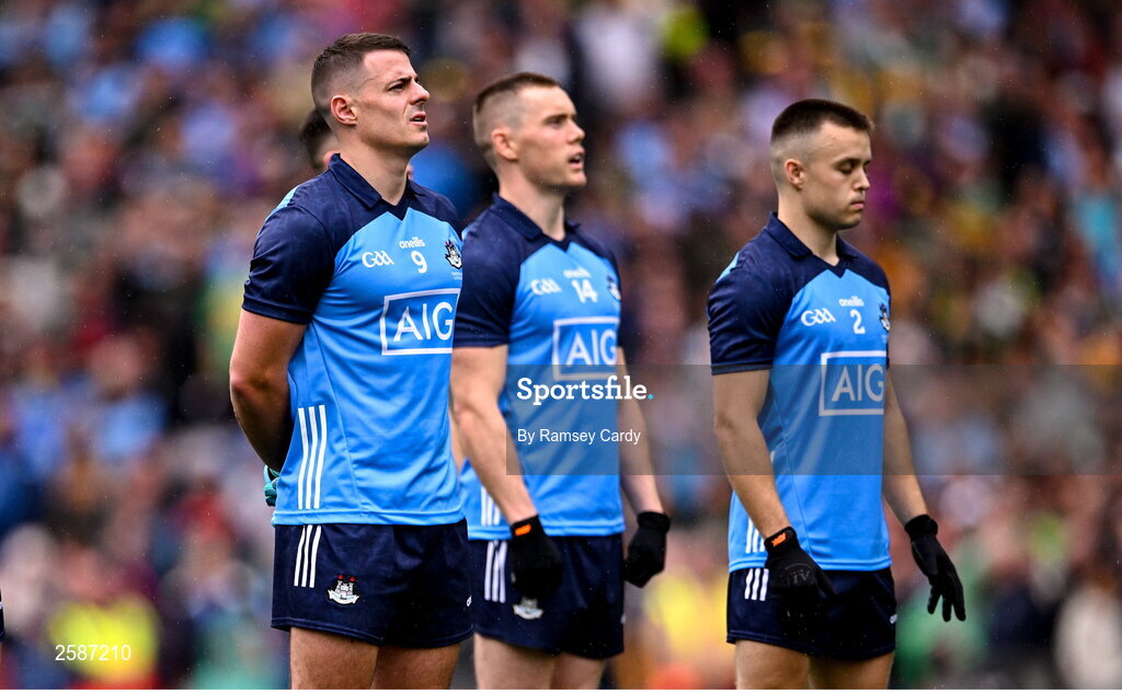 30 July 2023; Brian Howard of Dublin before the GAA Football All-Ireland Senior Championship final match between Dublin and Kerry at Croke Park in Dublin. Photo by Ramsey Cardy/Sportsfile
