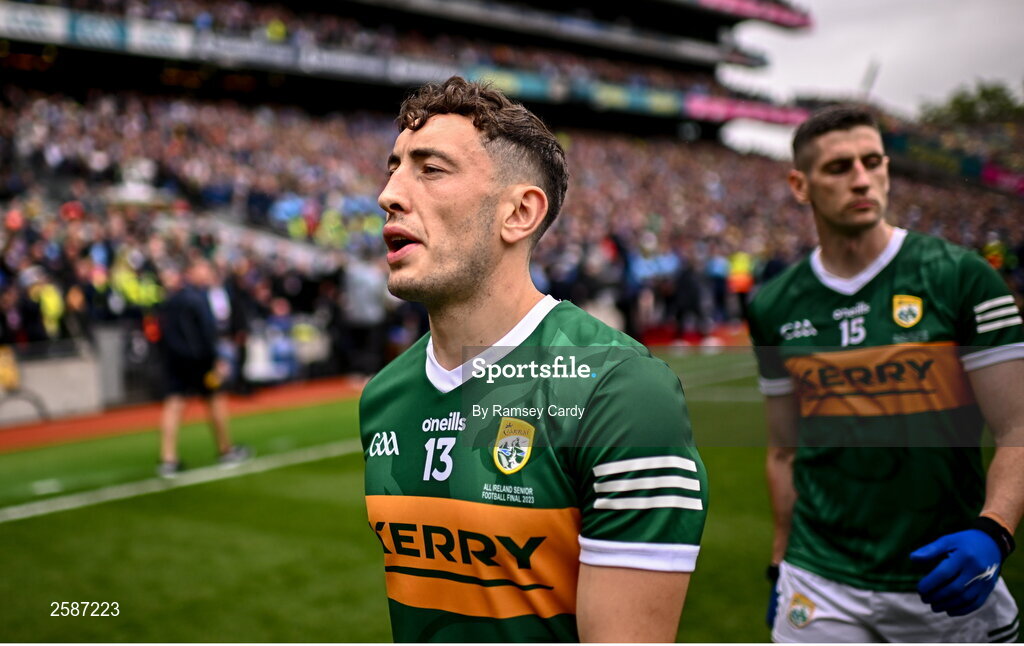 30 July 2023; Paudie Clifford of Kerry before the GAA Football All-Ireland Senior Championship final match between Dublin and Kerry at Croke Park in Dublin. Photo by Ramsey Cardy/Sportsfile