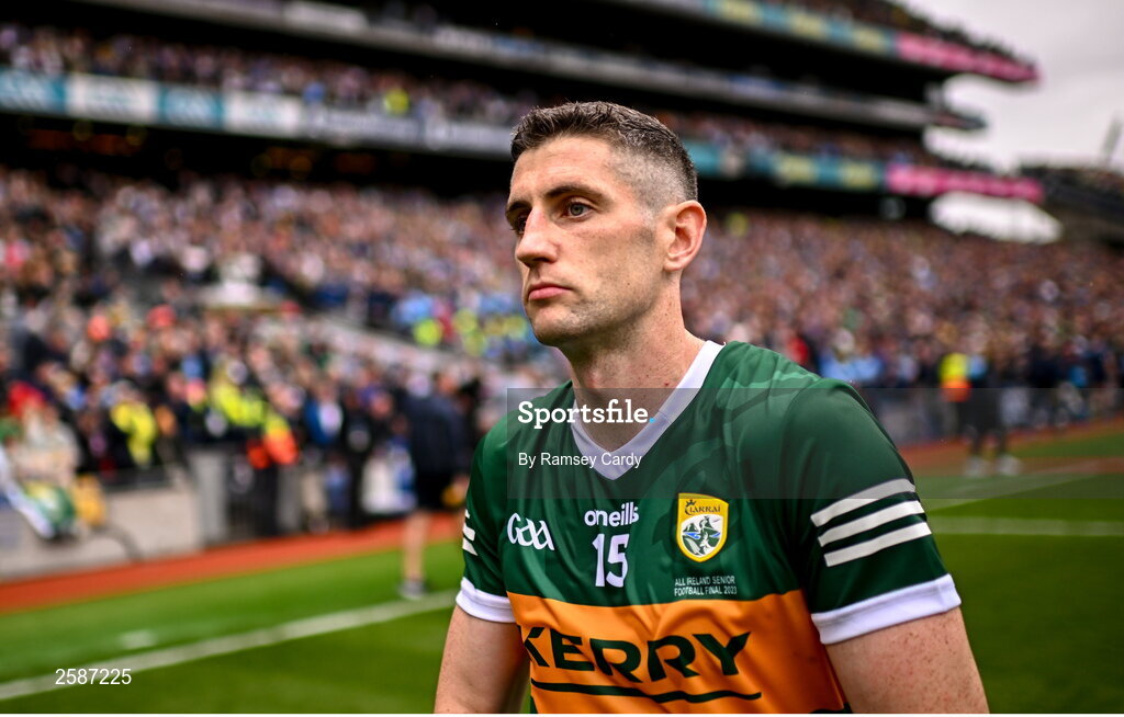 30 July 2023; Paul Geaney of Kerry before the GAA Football All-Ireland Senior Championship final match between Dublin and Kerry at Croke Park in Dublin. Photo by Ramsey Cardy/Sportsfile