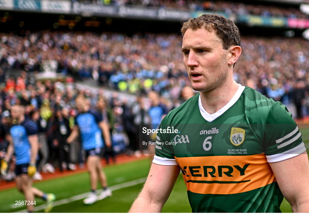 30 July 2023; Tadhg Morley of Kerry before the GAA Football All-Ireland Senior Championship final match between Dublin and Kerry at Croke Park in Dublin. Photo by Ramsey Cardy/Sportsfile
