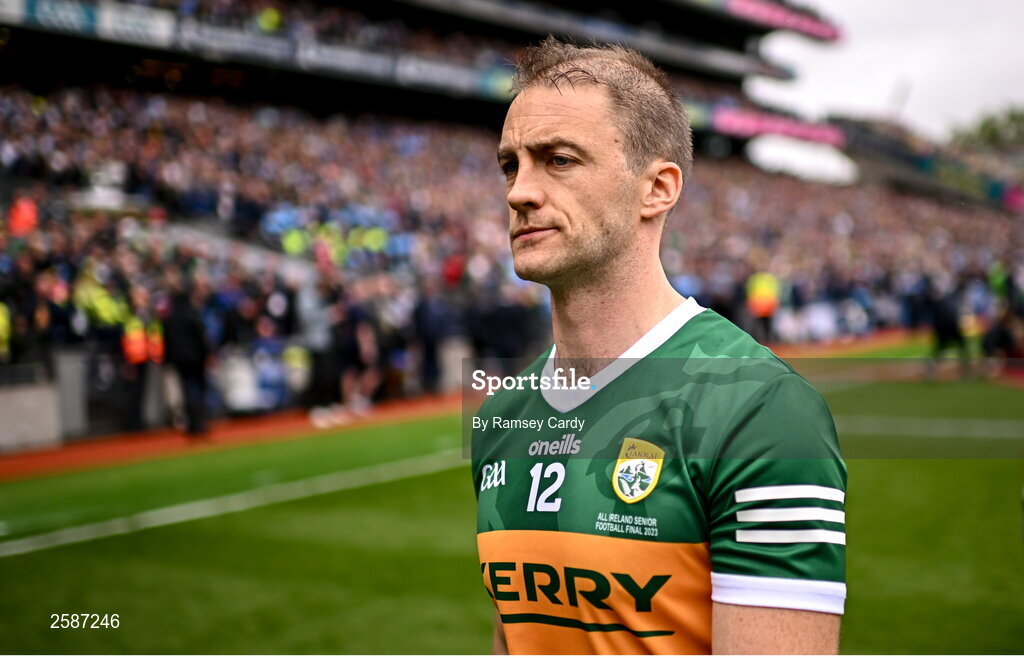 30 July 2023; Stephen O'Brien of Kerry before the GAA Football All-Ireland Senior Championship final match between Dublin and Kerry at Croke Park in Dublin. Photo by Ramsey Cardy/Sportsfile