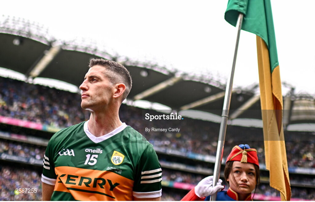 30 July 2023; Paul Geaney of Kerry before the GAA Football All-Ireland Senior Championship final match between Dublin and Kerry at Croke Park in Dublin. Photo by Ramsey Cardy/Sportsfile