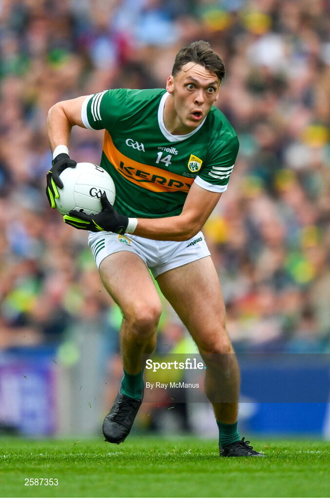 30 July 2023; David Clifford of Kerry during the GAA Football All-Ireland Senior Championship final match between Dublin and Kerry at Croke Park in Dublin. Photo by Ray McManus/Sportsfile