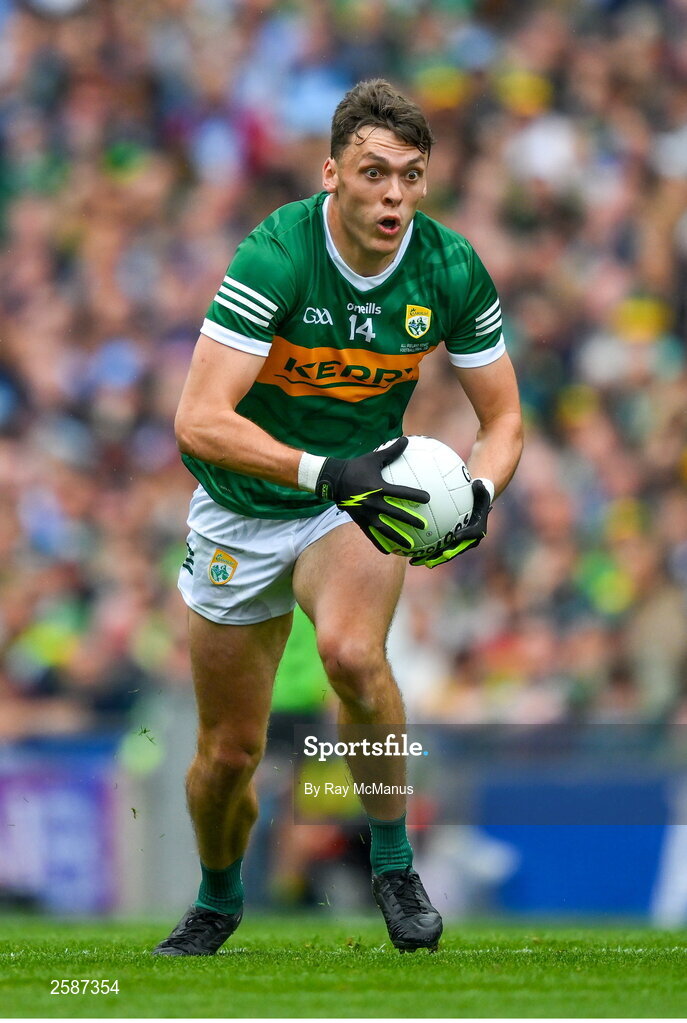 30 July 2023; David Clifford of Kerry during the GAA Football All-Ireland Senior Championship final match between Dublin and Kerry at Croke Park in Dublin. Photo by Ray McManus/Sportsfile