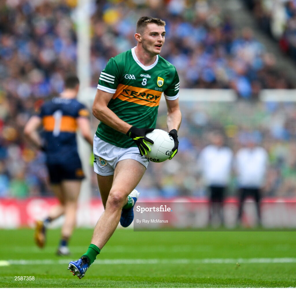 30 July 2023; Diarmuid O'Connor of Kerry during the GAA Football All-Ireland Senior Championship final match between Dublin and Kerry at Croke Park in Dublin. Photo by Ray McManus/Sportsfile