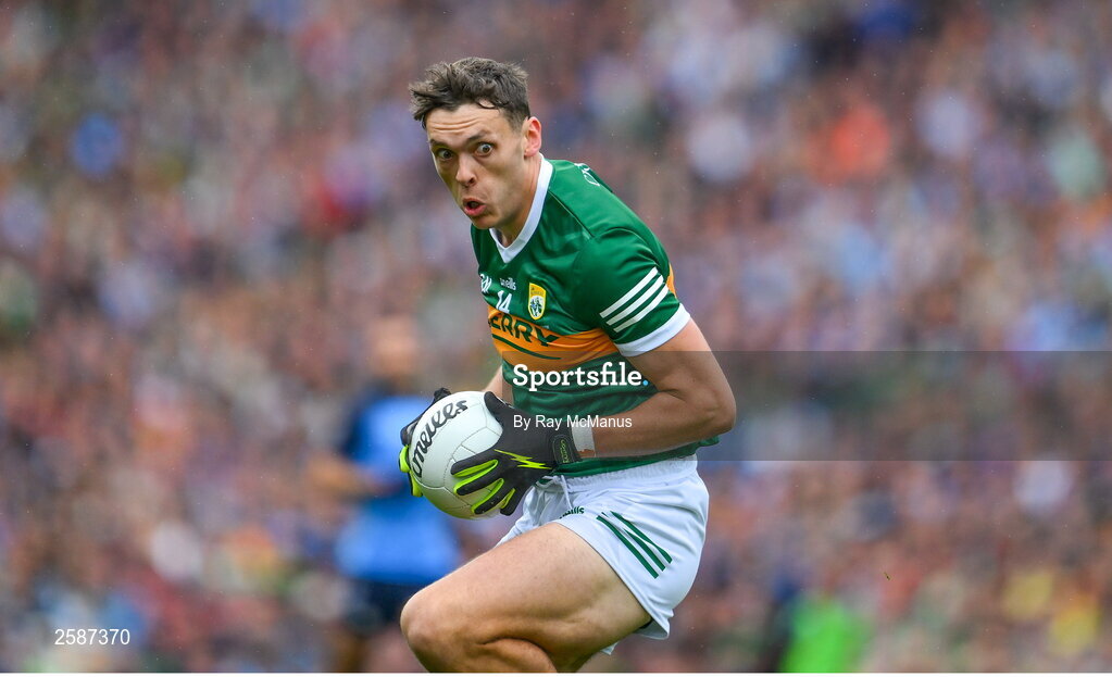 30 July 2023; David Clifford of Kerry during the GAA Football All-Ireland Senior Championship final match between Dublin and Kerry at Croke Park in Dublin. Photo by Ray McManus/Sportsfile