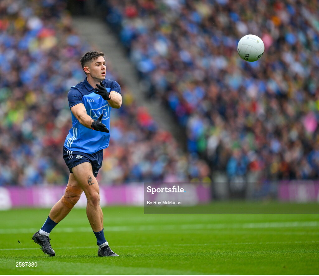 30 July 2023; David Byrne of Dublin during the GAA Football All-Ireland Senior Championship final match between Dublin and Kerry at Croke Park in Dublin. Photo by Ray McManus/Sportsfile