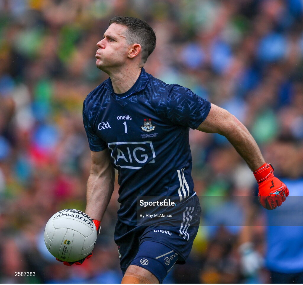 30 July 2023; Dublin goalkeeper Stephen Cluxton during the GAA Football All-Ireland Senior Championship final match between Dublin and Kerry at Croke Park in Dublin. Photo by Ray McManus/Sportsfile