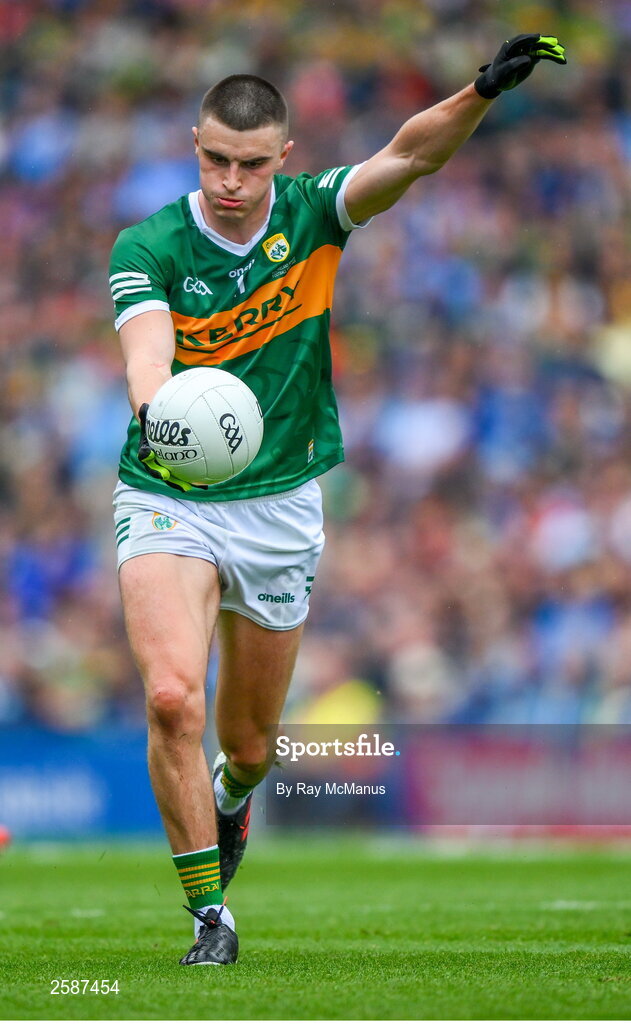 30 July 2023; Sean O'Shea of Kerry during the GAA Football All-Ireland Senior Championship final match between Dublin and Kerry at Croke Park in Dublin. Photo by Ray McManus/Sportsfile