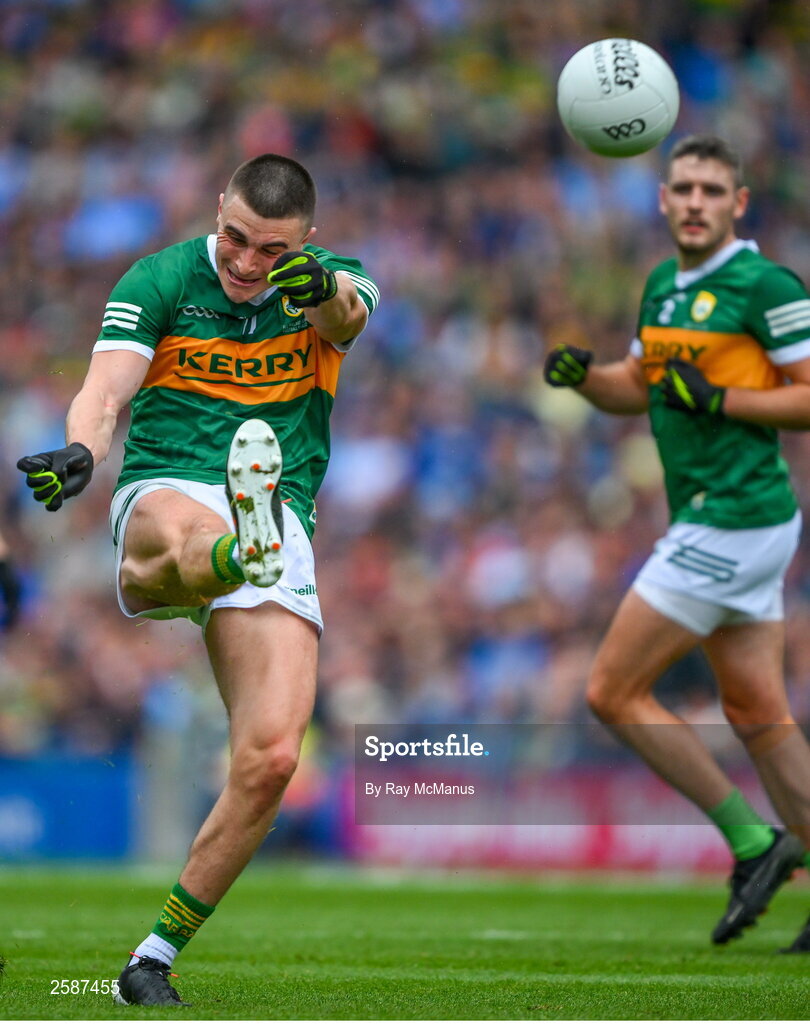 30 July 2023; Sean O'Shea of Kerry during the GAA Football All-Ireland Senior Championship final match between Dublin and Kerry at Croke Park in Dublin. Photo by Ray McManus/Sportsfile