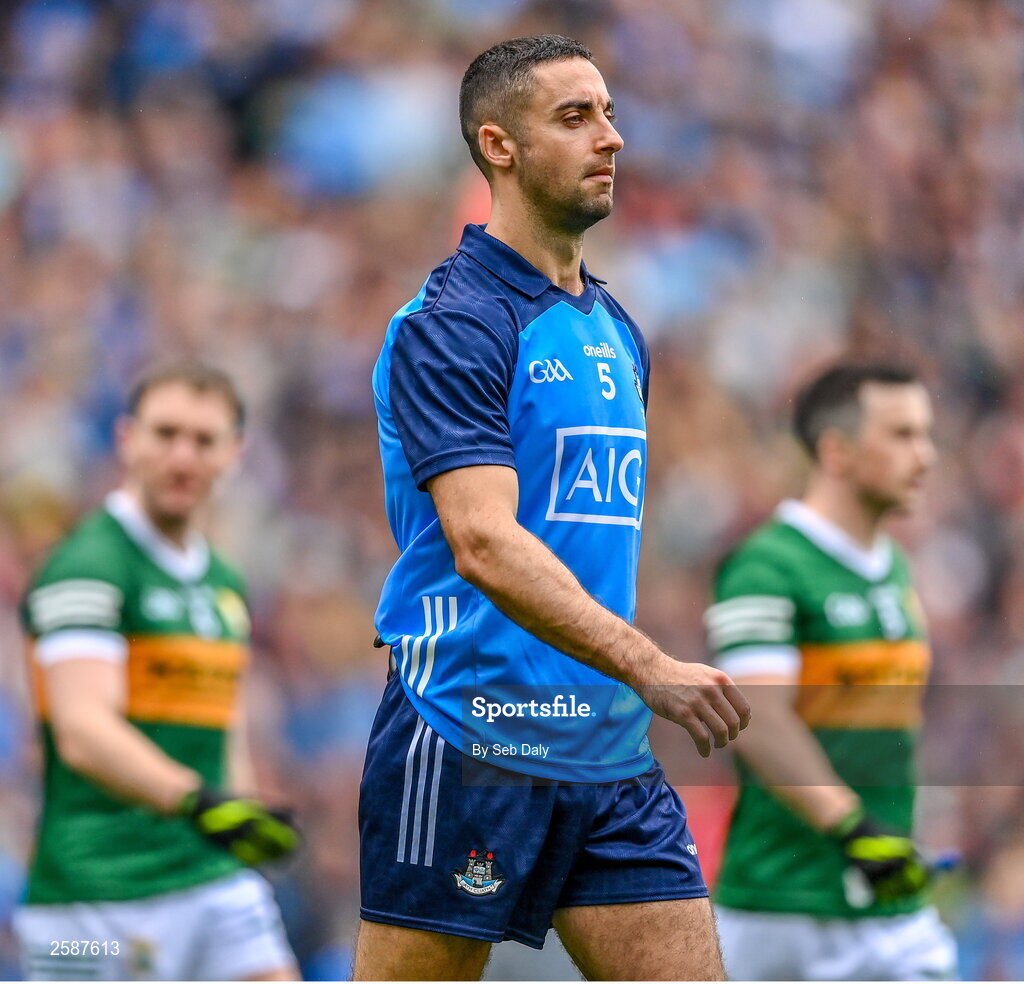30 July 2023; James McCarthy of Dublin before the GAA Football All-Ireland Senior Championship final match between Dublin and Kerry at Croke Park in Dublin. Photo by Seb Daly/Sportsfile