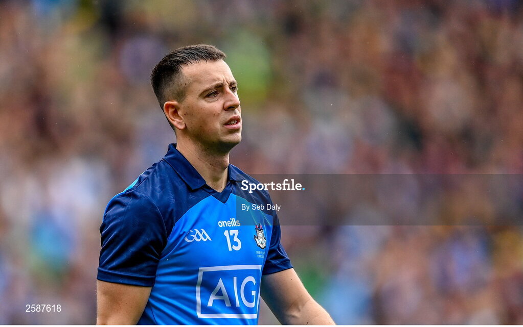 30 July 2023; Cormac Costello of Dublin before the GAA Football All-Ireland Senior Championship final match between Dublin and Kerry at Croke Park in Dublin. Photo by Seb Daly/Sportsfile