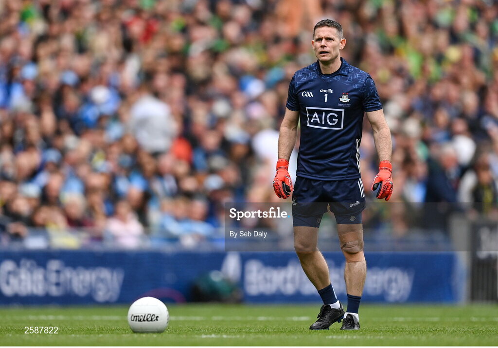 30 July 2023; Dublin goalkeeper Stephen Cluxton during the GAA Football All-Ireland Senior Championship final match between Dublin and Kerry at Croke Park in Dublin. Photo by Seb Daly/Sportsfile