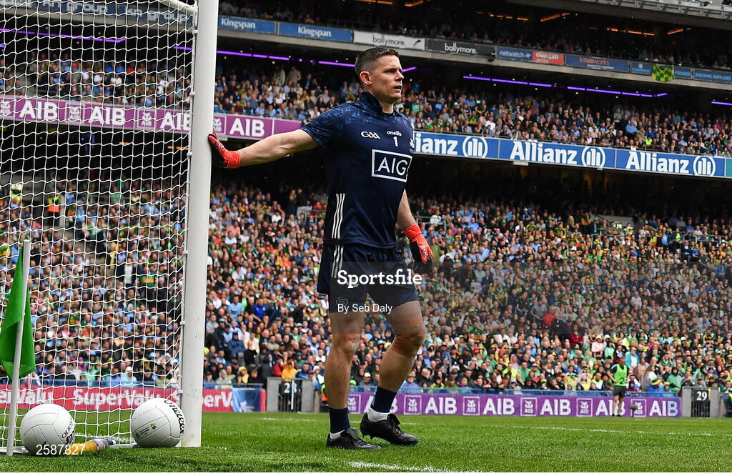 30 July 2023; Dublin goalkeeper Stephen Cluxton during the GAA Football All-Ireland Senior Championship final match between Dublin and Kerry at Croke Park in Dublin. Photo by Seb Daly/Sportsfile