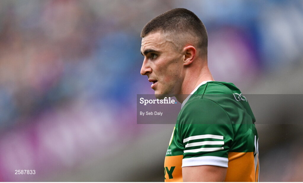 30 July 2023; Sean O'Shea of Kerry during the GAA Football All-Ireland Senior Championship final match between Dublin and Kerry at Croke Park in Dublin. Photo by Seb Daly/Sportsfile