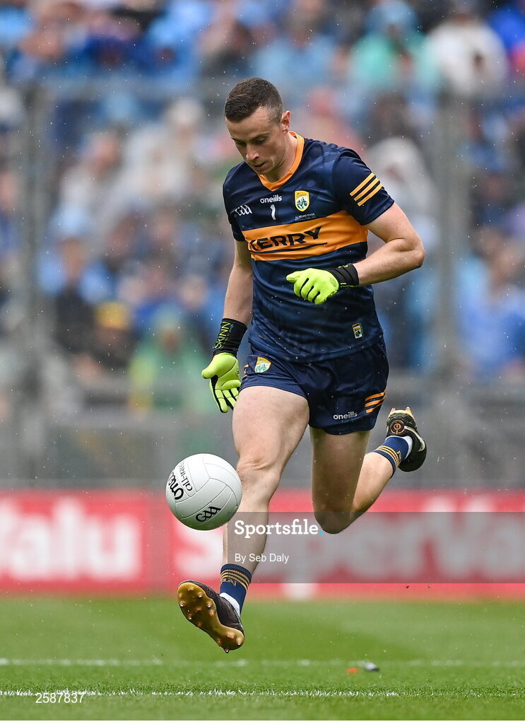 30 July 2023; Kerry goalkeeper Shane Ryan during the GAA Football All-Ireland Senior Championship final match between Dublin and Kerry at Croke Park in Dublin. Photo by Seb Daly/Sportsfile