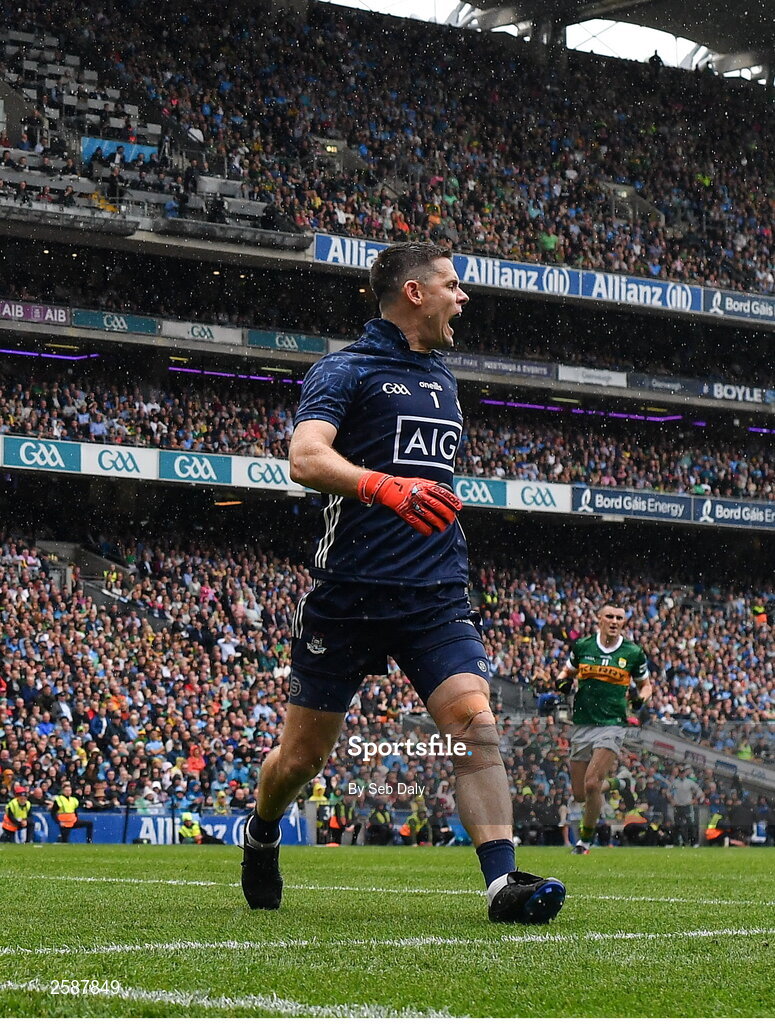 30 July 2023; Dublin goalkeeper Stephen Cluxton during the GAA Football All-Ireland Senior Championship final match between Dublin and Kerry at Croke Park in Dublin. Photo by Seb Daly/Sportsfile