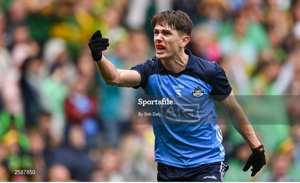 30 July 2023; Michael Fitzsimons of Dublin reacts during the GAA Football All-Ireland Senior Championship final match between Dublin and Kerry at Croke Park in Dublin. Photo by Seb Daly/Sportsfile