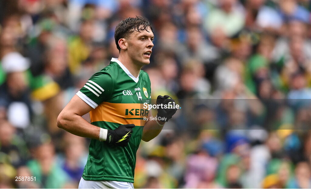 30 July 2023; David Clifford of Kerry during the GAA Football All-Ireland Senior Championship final match between Dublin and Kerry at Croke Park in Dublin. Photo by Seb Daly/Sportsfile