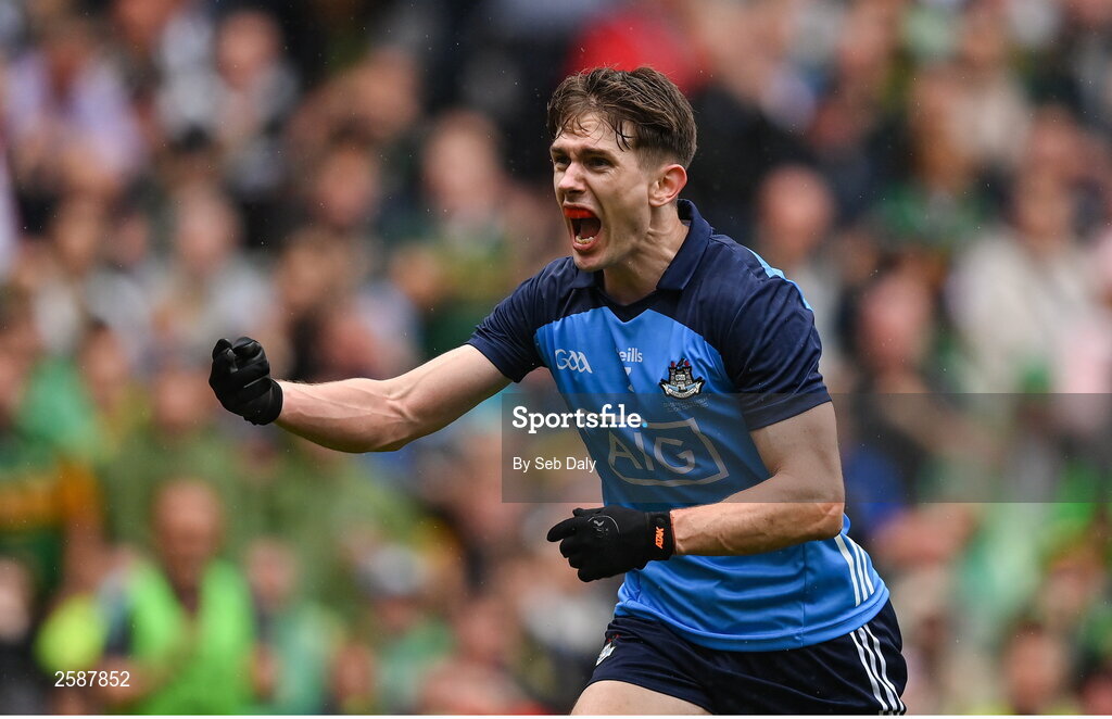 30 July 2023; Michael Fitzsimons of Dublin reacts during the GAA Football All-Ireland Senior Championship final match between Dublin and Kerry at Croke Park in Dublin. Photo by Seb Daly/Sportsfile