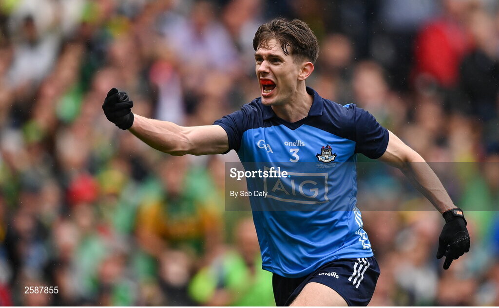30 July 2023; Michael Fitzsimons of Dublin reacts during the GAA Football All-Ireland Senior Championship final match between Dublin and Kerry at Croke Park in Dublin. Photo by Seb Daly/Sportsfile