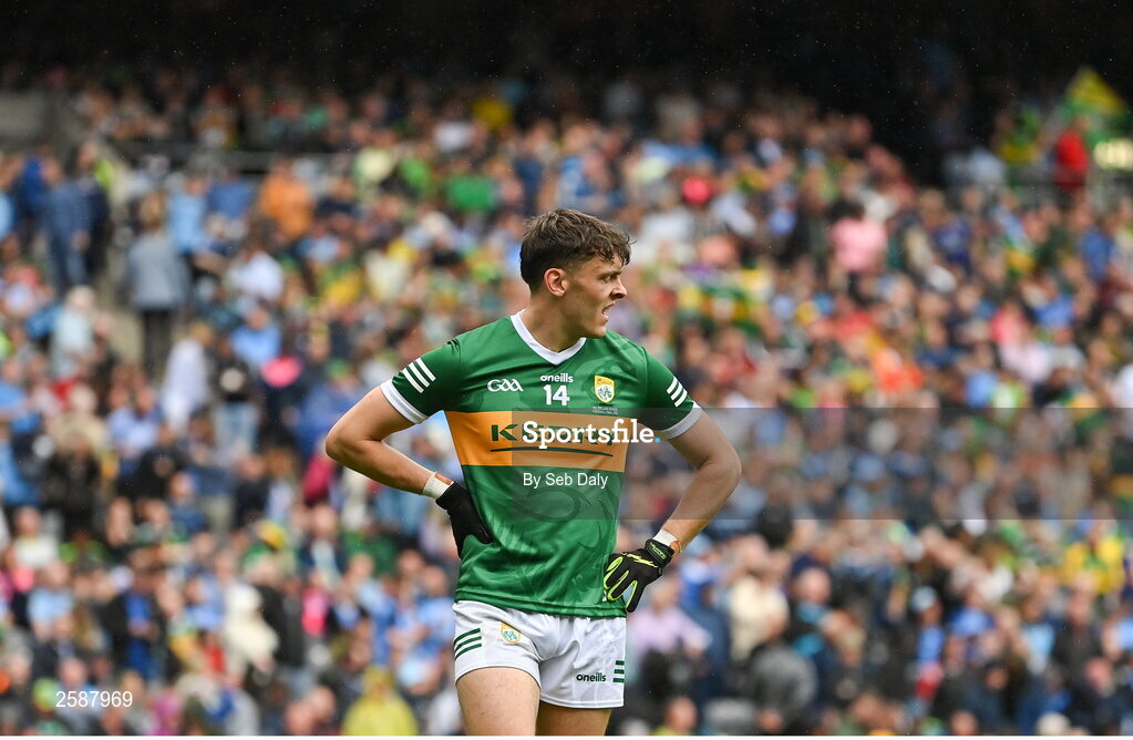 30 July 2023; David Clifford of Kerry during the GAA Football All-Ireland Senior Championship final match between Dublin and Kerry at Croke Park in Dublin. Photo by Seb Daly/Sportsfile