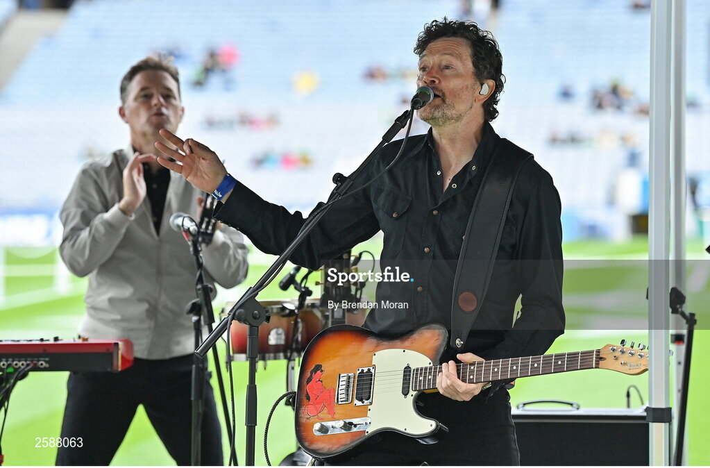 30 July 2023; Steve Wall of the Stunning entertains the crowd before the GAA Football All-Ireland Senior Championship final match between Dublin and Kerry at Croke Park in Dublin. Photo by Brendan Moran/Sportsfile