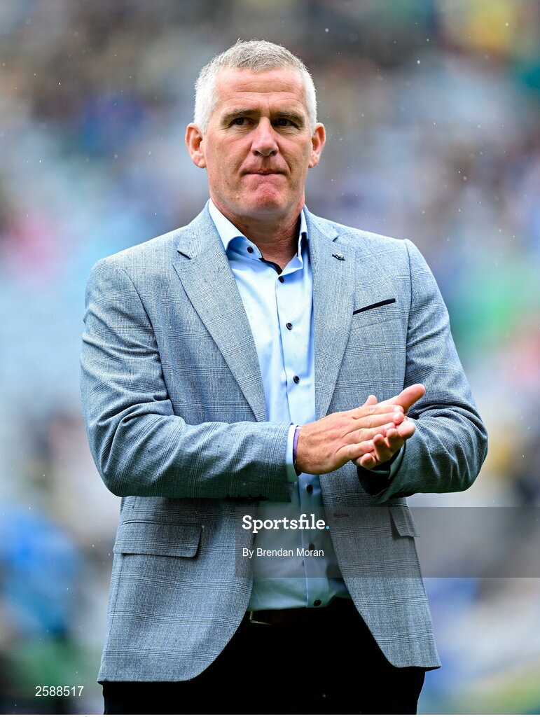 30 July 2023; Seán Óg De Paor of the 1998 All-Ireland winning Galway jubilee team who were honoured before the GAA Football All-Ireland Senior Championship final match between Dublin and Kerry at Croke Park in Dublin. Photo by Brendan Moran/Sportsfile