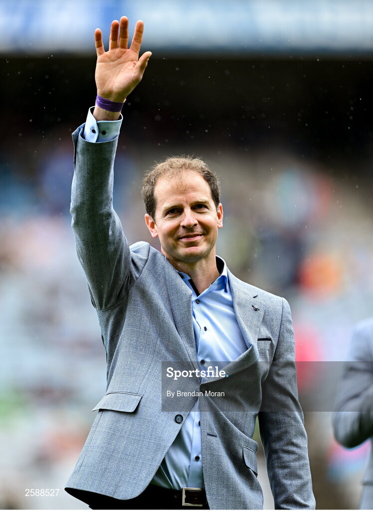 30 July 2023; Michael Donnellan of the 1998 All-Ireland winning Galway jubilee team who were honoured before the GAA Football All-Ireland Senior Championship final match between Dublin and Kerry at Croke Park in Dublin. Photo by Brendan Moran/Sportsfile