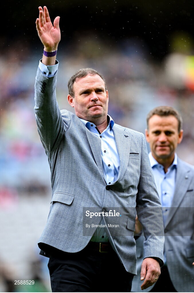30 July 2023; Shay Walsh of the 1998 All-Ireland winning Galway jubilee team who were honoured before the GAA Football All-Ireland Senior Championship final match between Dublin and Kerry at Croke Park in Dublin. Photo by Brendan Moran/Sportsfile