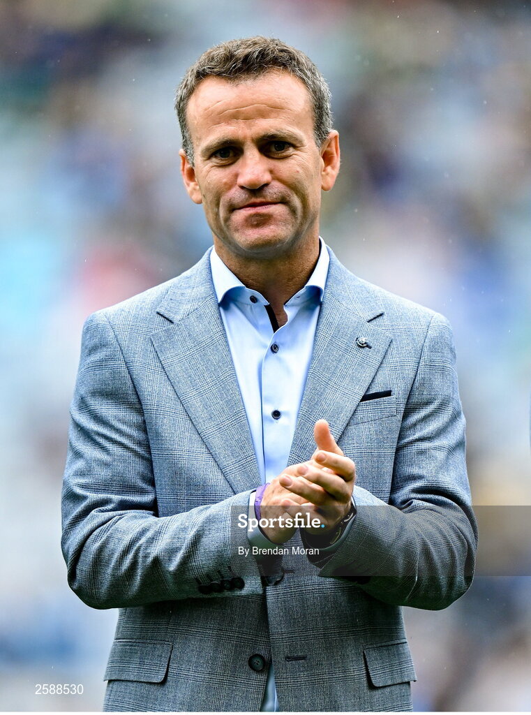 30 July 2023; Derek Savage of the 1998 All-Ireland winning Galway jubilee team who were honoured before the GAA Football All-Ireland Senior Championship final match between Dublin and Kerry at Croke Park in Dublin. Photo by Brendan Moran/Sportsfile